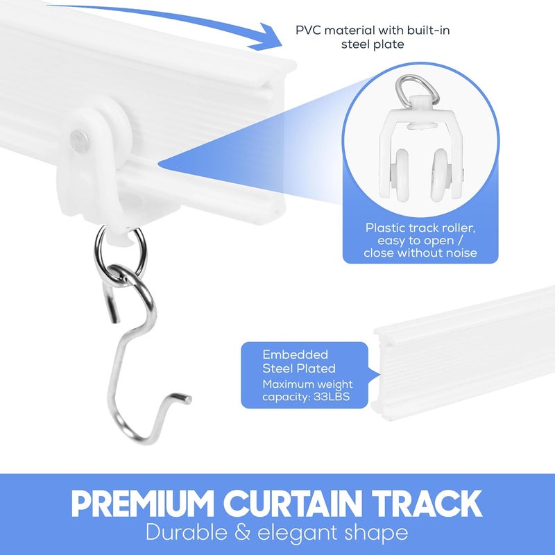 BRE Flexible Ceiling Curtain Track System – 12ft Bendable Ceiling Mounted Curtain Rail for Room Divider, Bay Window, RV, Corner or Angled Ceiling – Sliding Track Kit with Gliders, Hooks & Brackets - White - Image 2